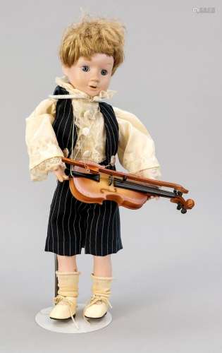 Porcelain doll with music box,