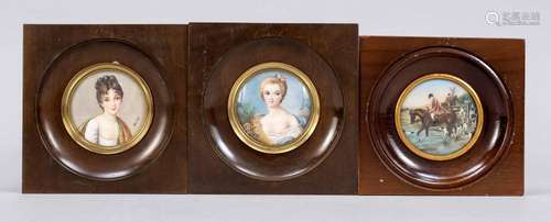 3 miniatures, 19th/20th c., po