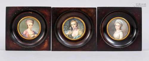 3 miniatures, 19th/20th c., po