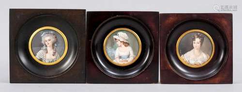 3 miniatures, 19th/20th c., po