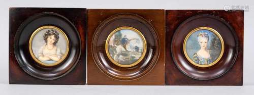 3 miniatures, 19th/20th c., po