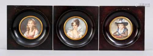 3 miniatures, 19th/20th c., po