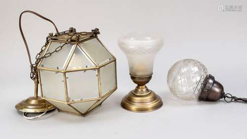 3 hanging lamps, 20th c., 1 x