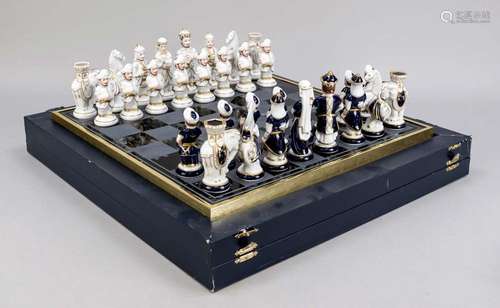 Chess set with porcelain piece