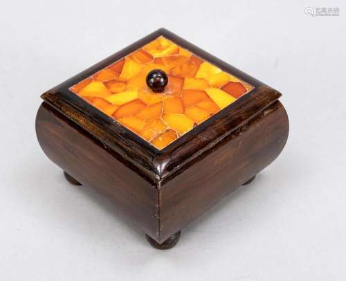 Lidded box with amber overlay,