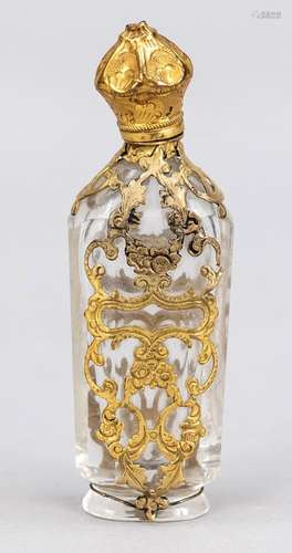 Flacon, 19th c., glass with gi