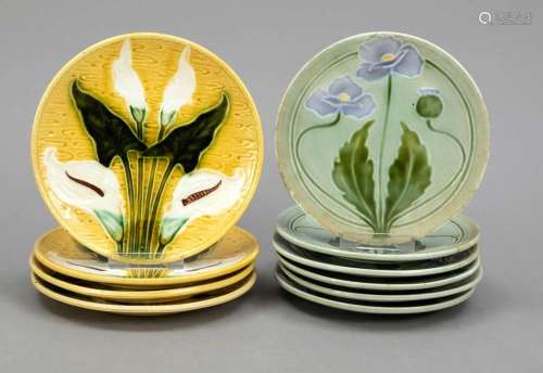 Six and four Art Nouveau ceram