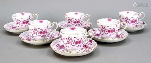 Six coffee cups with saucers,