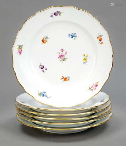 Six shallow plates, Meissen, K