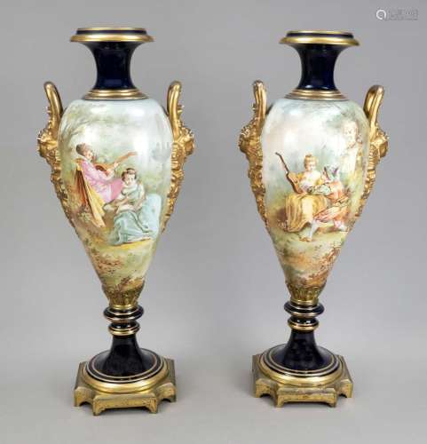 Pair of Sevres style grand vas