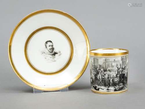 Pictorial cup and saucer, Sevr