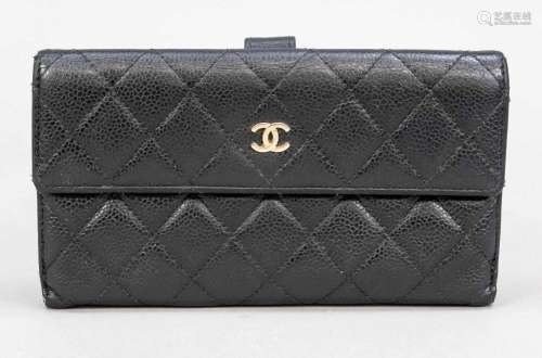 Chanel, wallet, black quilted