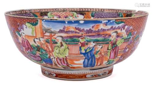 A Chinese mandarin palette bowl: the well and exterior paint...