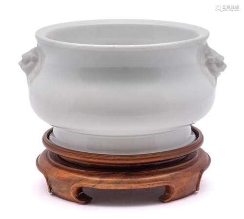 A Chinese Dehua blanc de Chine censer: of compressed bombe f...