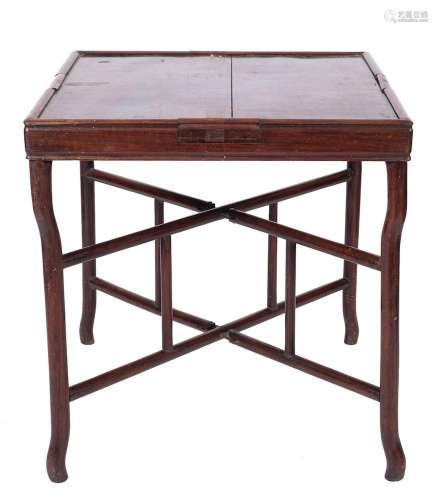 A Chinese huanghuali games table and stand: the square tray ...