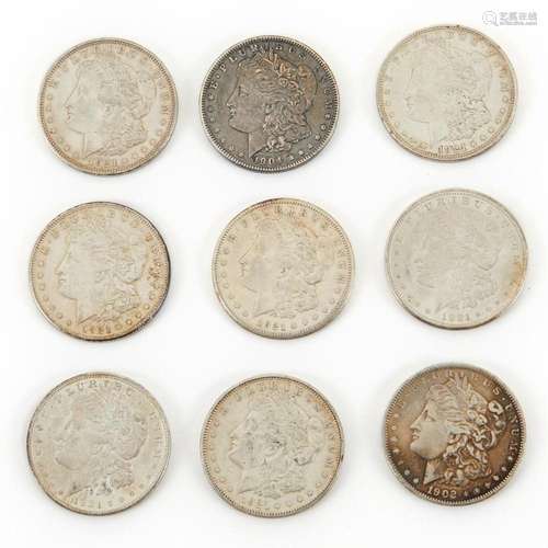 Grp: 9 Morgan Dollar Coins