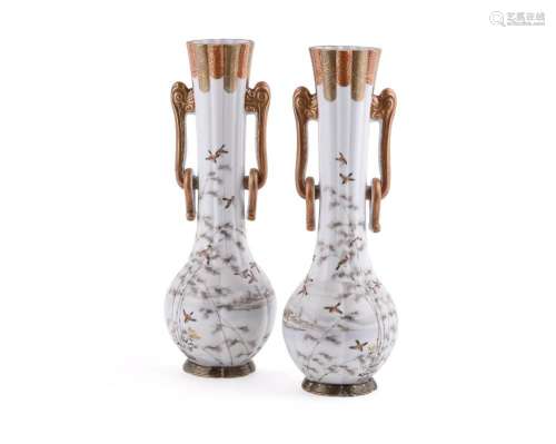 A pair of Japanese Kutani porcelain vases