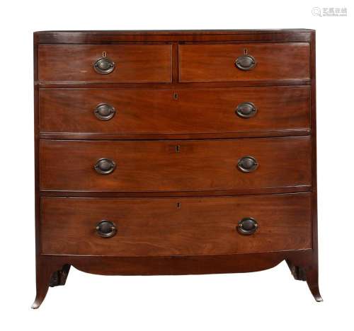 A Regency mahogany and ebonised strung bowfront chest of dra...