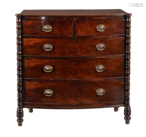 A Regency mahogany and ebonised chest of drawers