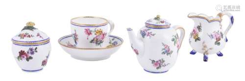 A French porcelain Sevres-style solitaire part tea service