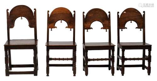 A group of five various side chairs