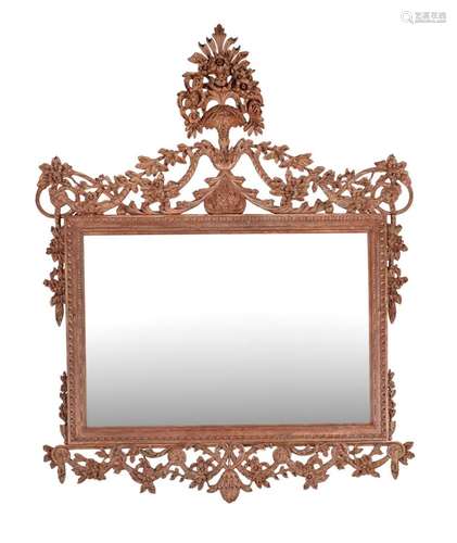 A red stained wood wall mirror in 18th century style