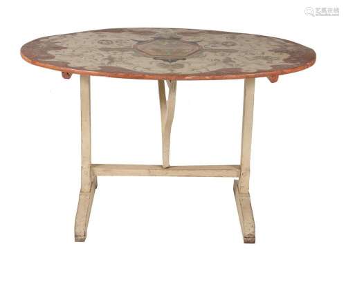 A painted wood oval centre table