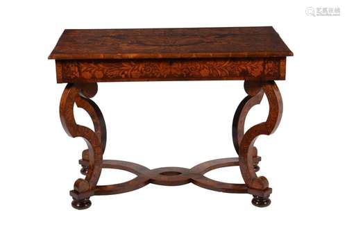 A Dutch walnut and marquetry inlaid writing desk