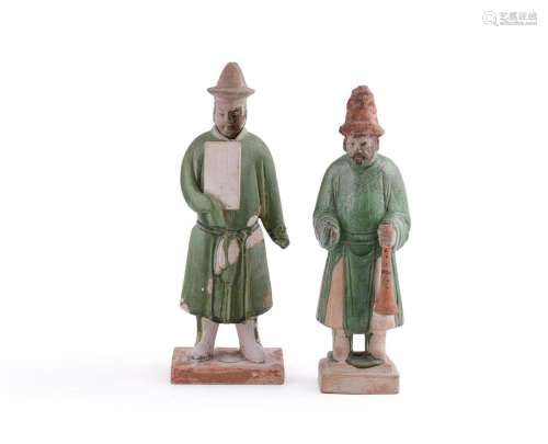A of green glazed figures in Tang style