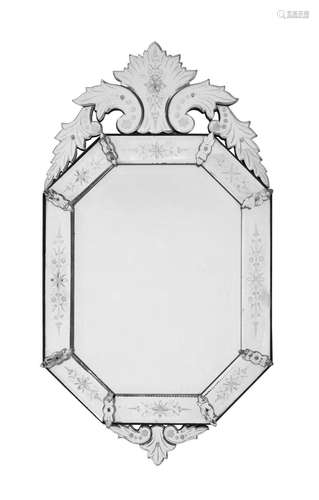 A Venetian cut glass wall mirror