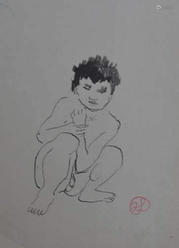 Jean LAUNOIS (1898-1942)
Enfant indochinois accroupi
Encre a...
