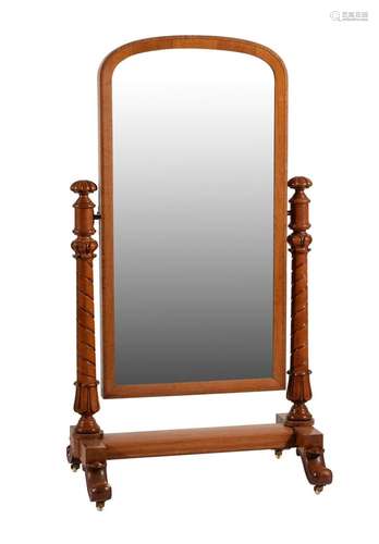 A William IV oak cheval mirror