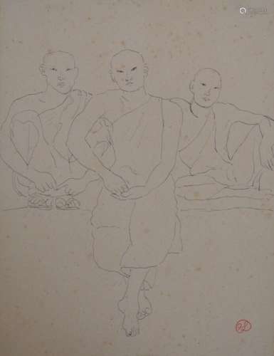 Jean LAUNOIS (1898-1942)
Trois bonzes assis
Dessin avec cach...