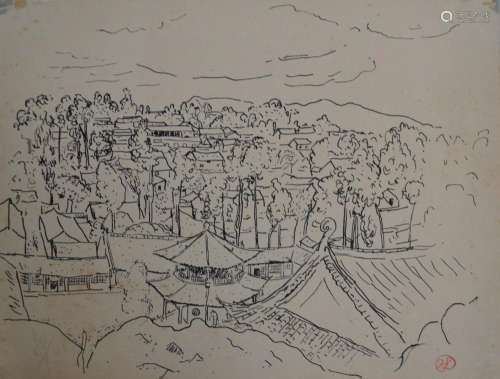 Jean LAUNOIS (1898-1942)
Paysage à la pagode
Encre avec cach...