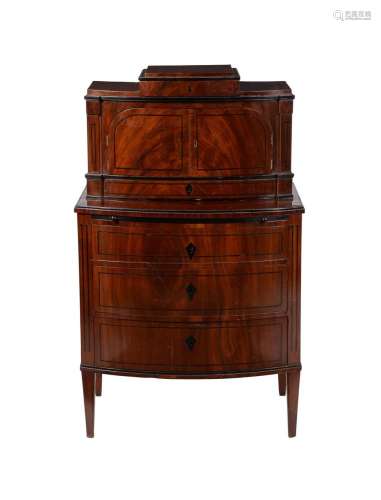 Y A mahogany and ebony strung side cabinet or secretaire
