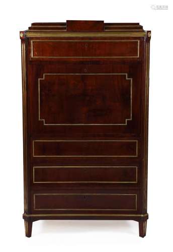 A Russian mahogany and gilt brass secretaire a abattant