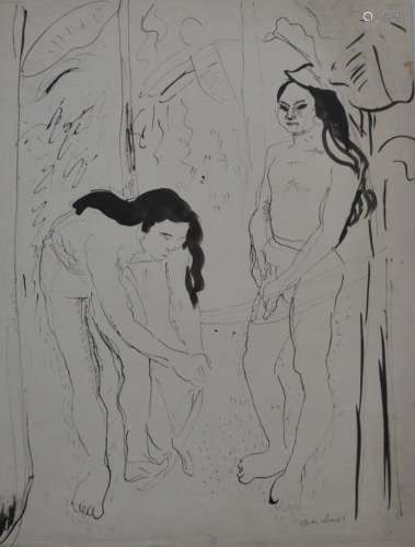 Jean LAUNOIS (1898-1942)
Deux jeunes Ka
Encre signée en bas ...