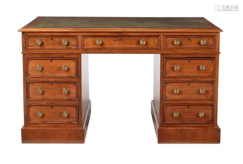 A mahogany pedestal desk