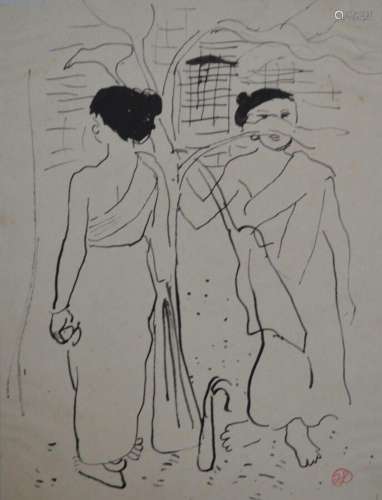 Jean LAUNOIS (1898-1942)
Deux jeunes indochinoises
Encre ave...