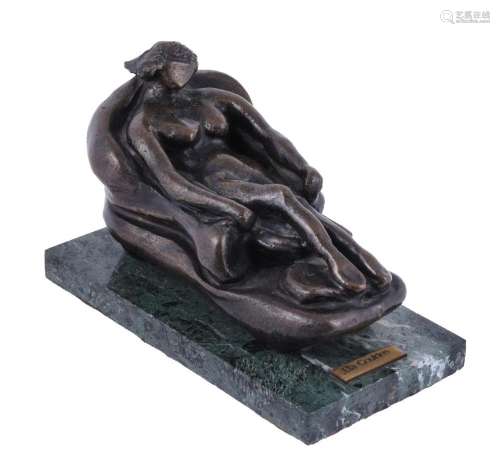 λ Ella Goulden (20th century), a bronze sculpture of a femal...