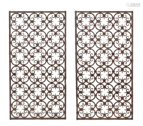 A pair of wrought Iron panels