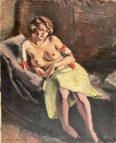 Maurice ASSELIN (1882-1947)
Portrait de dame aux seins nus
H...