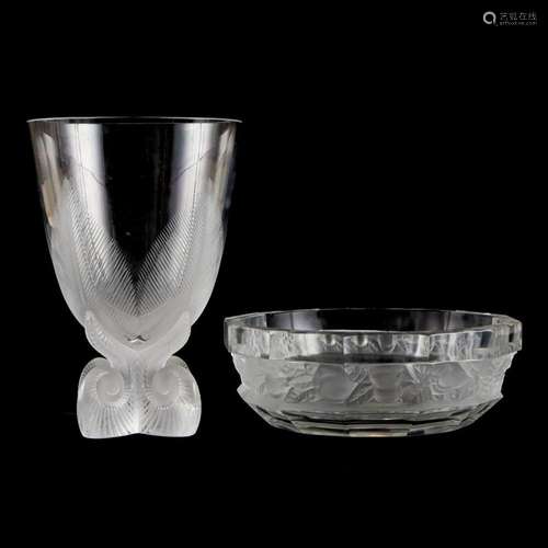 Grp: 2 Lalique Bowl & Vase