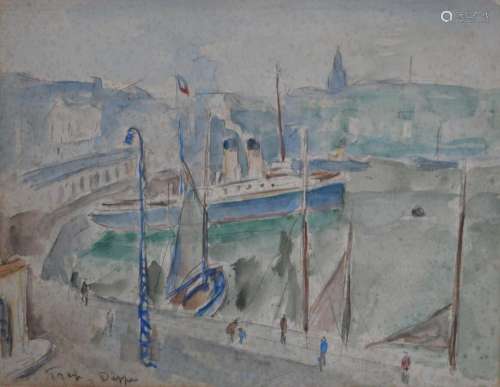 André FRAYE (1888-1963)
Dieppe, le port
Aquarelle signée et ...