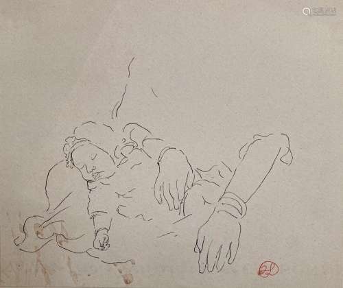 Jean LAUNOIS (1898-1942)
Enfant endormi sur les genoux de sa...