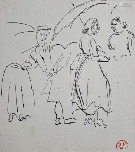 Jean LAUNOIS (1898-1942)
Sous la pluie
Encre avec cachet du ...