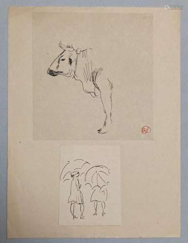 Jean LAUNOIS (1898-1942)
Etude de vache,
Les parapluies ouve...