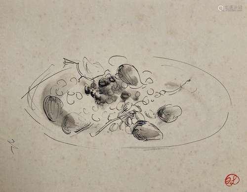 Jean LAUNOIS (1898-1942)
Plateau de fruits
Encre monogrammée...