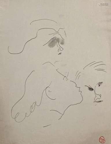 Jean LAUNOIS (1898-1942)
Etude de visages
Encre avec cachet ...