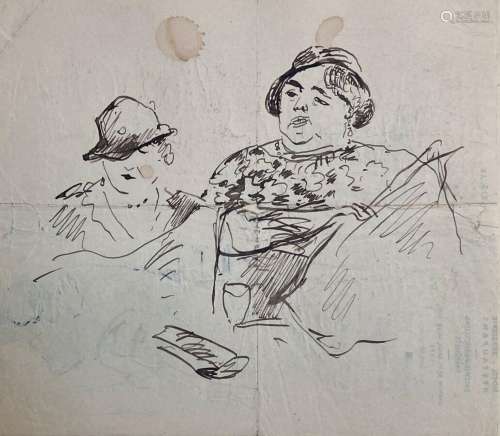 attribué à Jean LAUNOIS (1898-1942)
Deux dames
Encre
20